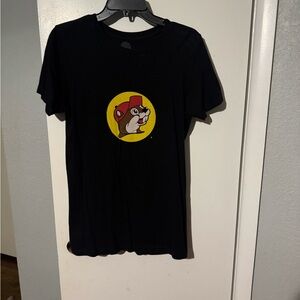 Black Graphic Tee with Cartoon Design